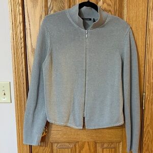 Daisy Fuentes Full-zip Light Gray Knit Sweater